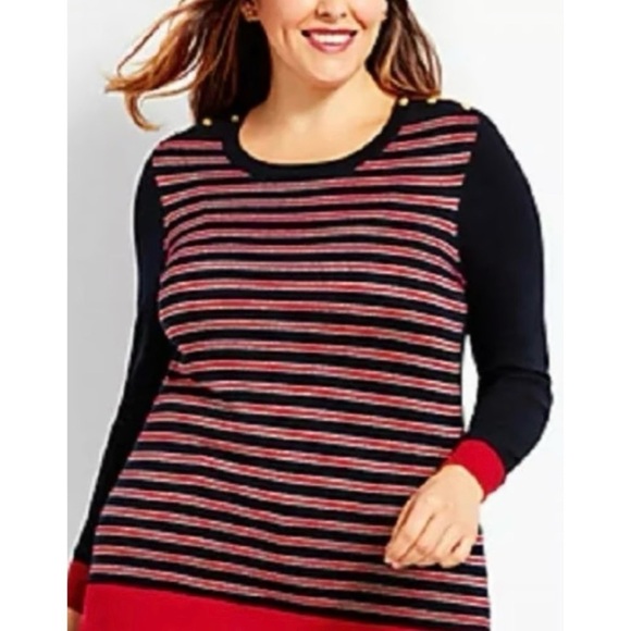 NWT Talbots Metallic Striped Sweater Knit cotton 3X plus...
